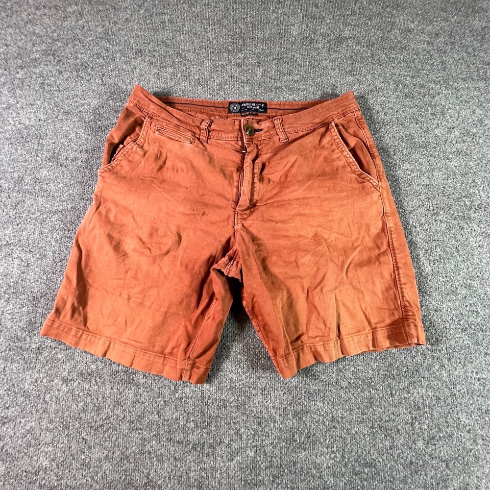 American Eagle Outfitters Chino Shorts Men 34 Rust Orange Active Flex Flat Front